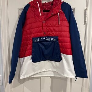 Spyder Red, Blue, and White Pullover Hoodie